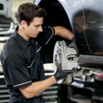 Mercedes-Benz technician performing brake service