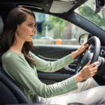 Woman driving a Mercedes-Benz
