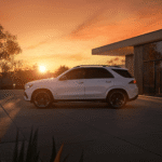 2027 Mercedes-Benz GLE 350 SUV parked at sunset.